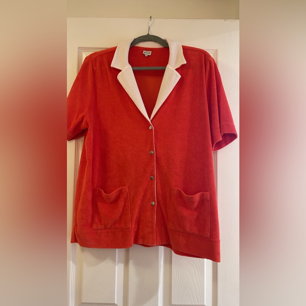 euc Kule poppy red terry flamingo top